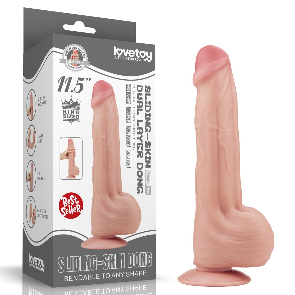 11.5inch King Sized Sliding Skin Dual Layer Dong LVTOY00680