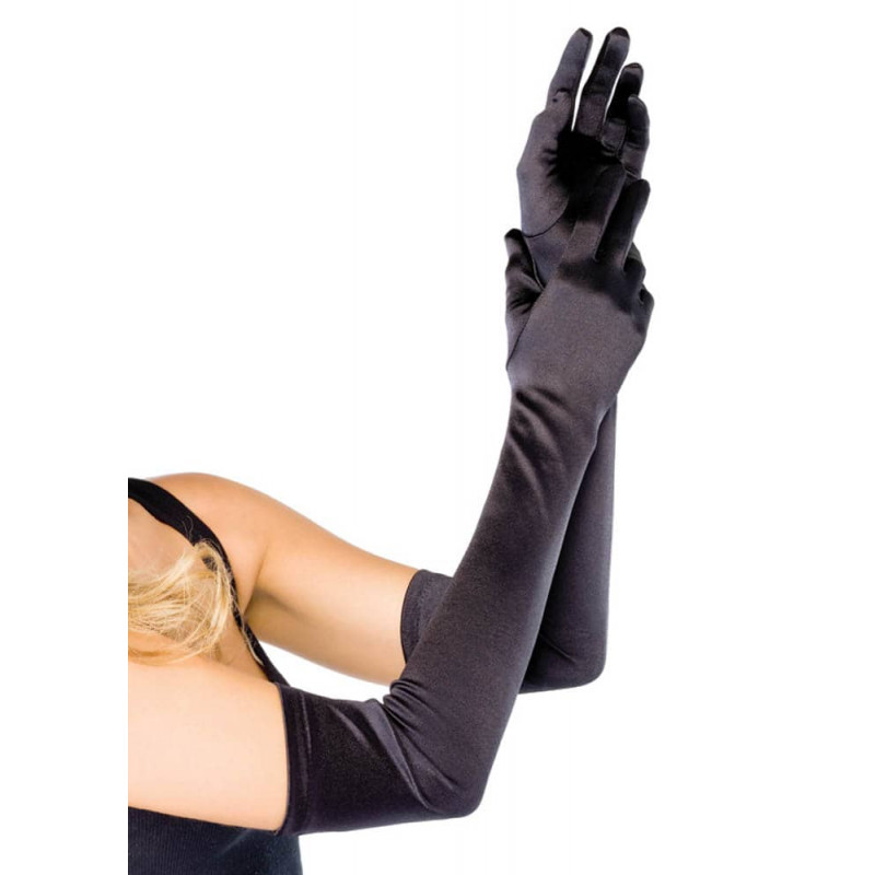 Extra Long Satin Gloves, black, O/S LEGAV07536